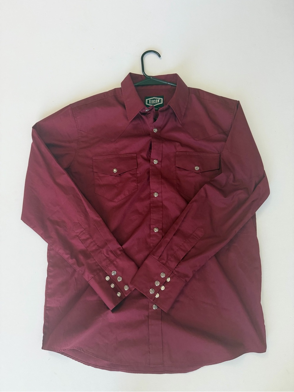 Gibson Trading Co. Men’s Burgundy Western Pearl Snap Shirt Size L
